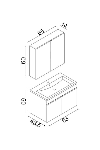 Teta Home Tokyo 65 Cm Mdf Banyo Dolabı Seti Antrasit