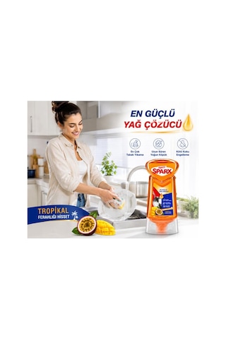 Asperox Sparx Tropikal Sıvı Bulaşık Deterjanı 650 Ml Güçlü Yağ Çözücü, Yoğun Köpük, Tropikal Ferahlık