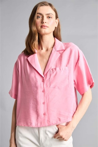 Defacto Pijama Yaka Modal Kısa Kollu Gömlek H7938ax26smpn164 Pembe-pn164
