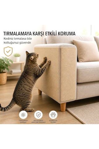 Tr 5 Adet Keçe Kedi Koltuk Tırmalama Koruyucu 40x50 Yapışkanlı Mobilya Tırmalama Önleyici Koruma Halısı Beyaz T