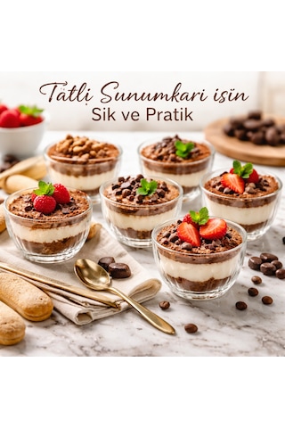 Marılla 6 Lı Cam Mini Kase Seti 135 Ml Kuruyemiş Sos Tatlı Sunum Kasesi Şeffaf
