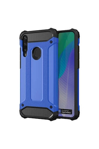 Noktaks - Huawei Uyumlu Huawei Y6p - Kılıf Çift Katman Zırh Tank Crash Military Kapak - Mavi