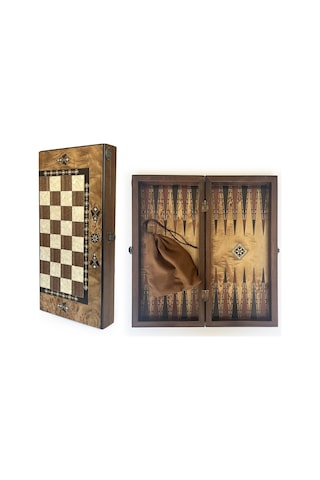 Helena Wood Art Klasik El Yapımı Ahşap Tavla Seti Orta Boy