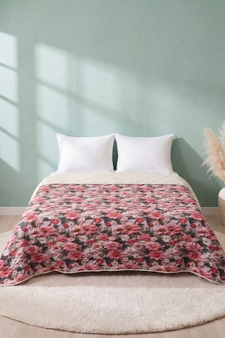 Pembe Gül 5d Çok Amaçlı Çift Kişilik Baskılı Pike & Yatak Örtüsü 200x220 Cm Çok Renkli