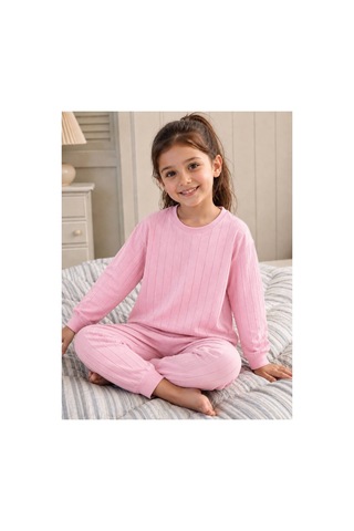 H&c Coolboy H&c Kız Çocuk Pijama Takımı Jakarlı Uzun Kollu Üst Ve Lastikli Alt 2 Li Takım Pembe