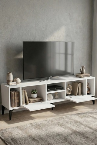Linya Tv Sehpası Suntalam Beyaz 160x35 Cm Çok Renkli