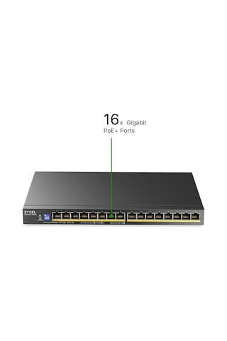 Zyxel Ağ Anahtarı 16 Bağlantı Noktası Yönetilmeyen Gbe Poe+ Gs1100-16eps
