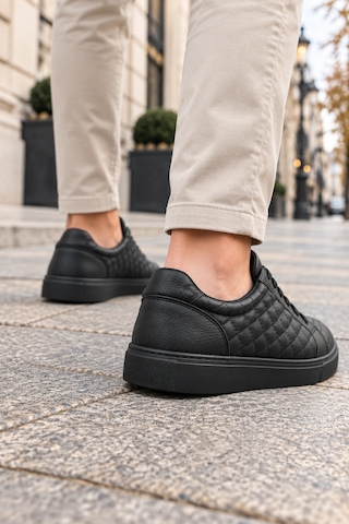 Mevese Egitserp Bağcıklı Cilt Kapitone Desenli Erkek Günlük Sneaker Ayakkabı - Kömür