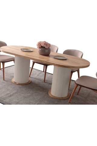 Rubra Yemek Masası Takımı 6 Kişilik Takım Bej