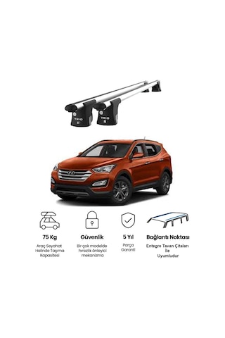 Trio-ıı Hyundai Santa Fe 2012 Ve Sonrası Kilitli Ara Atkı 120cm Port Bagaj Tavan Barı