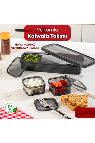 Porsima 4369 Freshlock Vakumlu Kahvaltılık Çok Amaçlı Saklama Kabı Kahvaltı Seti Füme