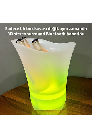 Ezere Hoparlör Buz Kovası, 5l Bluetooth Hoparlör Ile Renkli Buz Kovası Led