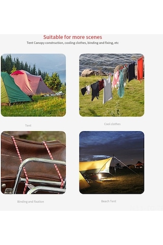 Novahub Kalın 4mm, Çok Renkli, Gece Yansımalı, Kaymaz Poliester Çadır İpi Seti 8 Parça Mor Güvenli Kullanım İçin Mor