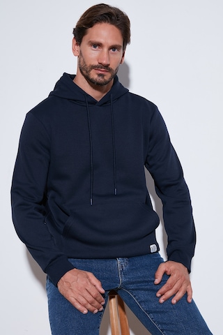 Buratti Regular Fit Kapüşonlu Kanguru Cepli Içi Tüylü Yumuşak Şardonlu Erkek Sweat 5905281 Koyu Lacivert