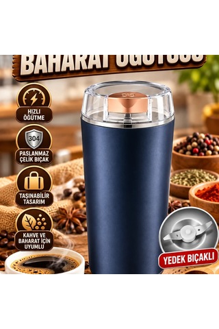 Otomatik Paslanmaz Çelik Kahve Ve Baharat Öğütücü Yedek Bıçaklı Taşınabilir Tasarım Çok Renkli