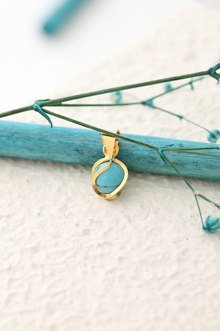 14 Ayar Altın Firuze Boncuklu Kafesli El Işi Kolye Ucu