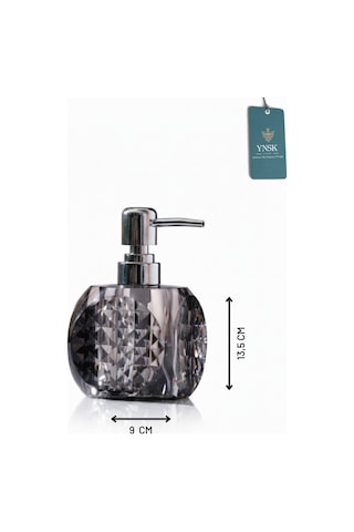 Chacha Home Luxury Glamour Opulans Geometrik Kristal Tasarım Akrilik Sıvı El Sabunu Şişesi, Banyo Aksesuarı Füme