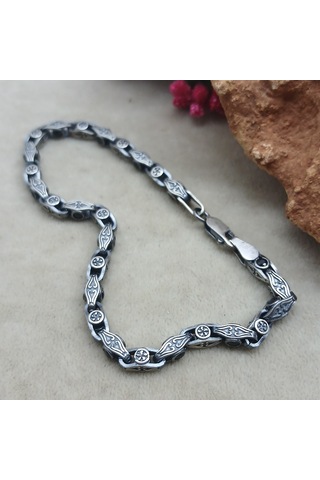 Bir Gümüş Aşkı 925 Ayar Gümüş Kenarı Taşlı Yeni Model Bileklik