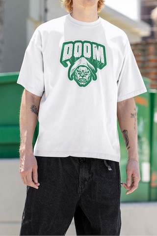 Doctor Doom Baskılı Unisex Oversize Marvel Tişört Beyaz