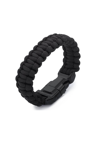 Paracord Bileklik-pusula-ateş Başlatıcı-düdük-siyah-2019 Siyah