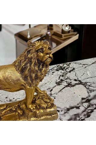 Doremcy Dekoratif Tablalı Aslan Biblo Gold