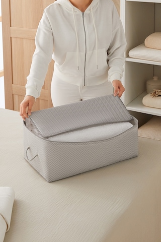 Ocean Home Textile Orta Boy Gri Balıksırtı Hurç 52 x 28 x 21 cm