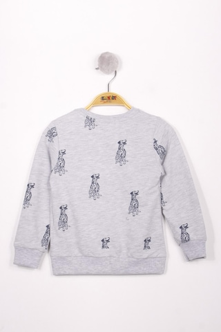 Toontoy Kids Toontoy Erkek Çocuk Köpek Baskılı Sweatshirt Gri Melanj