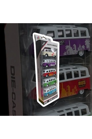 Dıe Cast Auto World 1:55 Ölçek Volkswagen Van Samba 5 Li Set