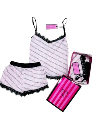 Victoria's Secret Bayan Yazlık Şortlu 2"li Pijama Takımı Açık Pembe