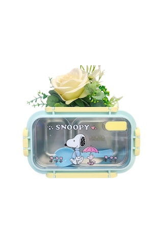 Mavi Snoopy Paslanmaz Çelik Bölmeli Çocuk Yemek Seti - Sızdırmaz Mavi