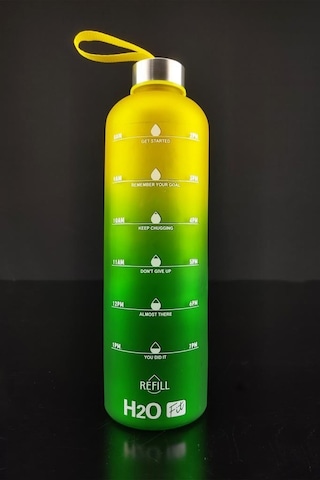 Digithome H2o Çift Renkli Motivasyon Cam Matara Su Şişesi 1000 Cc Sarı - H2o87184 - Hyt