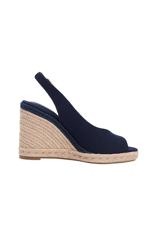 Tommy Hilfiger Flag Lacivert Arkası Açık Espadril Yüksek Dolgulu Sandalet-13188 Lacivert