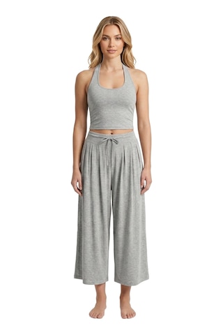 Cottonhıll Gri Melanj Viskon Halter Yaka Sırt Dekolteli Kadın Crop Atlet