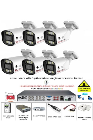 6 Lı Sesli Güvenlik Kamerası 5 Mp Gece Renkli Yüz Ve Araç Tanıma