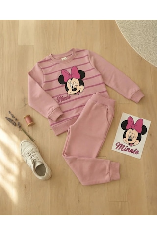 Cmk Pembe Minnie Mouse Baskılı Kız Çocuk Eşofman Takımı 2 Parça
