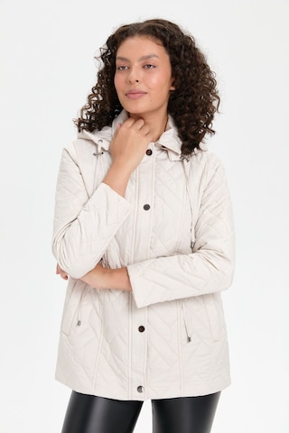 Desen Triko Desen Kadın Kapüşonlu Oversize Midi Kaban - Minimalist Tarz Taş