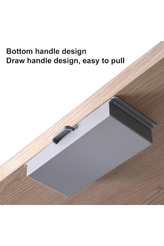 Gri Gizli Masa Çekmecesi Kendinden Yapışkanlı Plastik Makyaj Takı Masası Depolama Çekmecesi Mutfak İçin