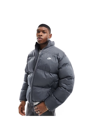 Nike Clup Puffer Synthetic Fill Full Zip Loose Fit Men's Jacket Erkek Bol Kesim Suitici Mont Gri Fb7368-068
