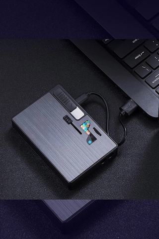 Silvio Monetti Usb Şarjlı Çakmaklı Mentollü Sigara Tabakası Gümüş