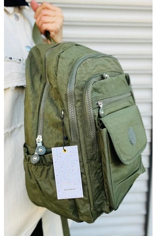 Mega Lüx Krinkıl Kumaş Lise Ve Ortaokul Sırt Çantası Haki