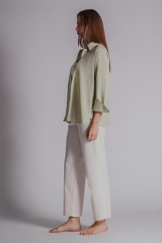 Braccas Kadın Keten Karışımlı Yandan Cepli Beli Lastikli Relaxed Fit Pantolon Naturel Naturel