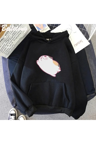 Startmore Beyaz Şişman Kedi Anime Final Fantasy Xıv Hoodie Karikatür Komik Vintage R Siyah