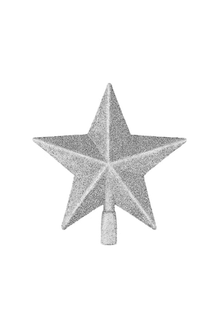 Yılbaşı Ağaç Tepeliği 20 Cm - Gümüş Simli Ve Yıldız Dolgulu Büyük Boy Lüks Çam Ağacı Dekorasyonu Diğer