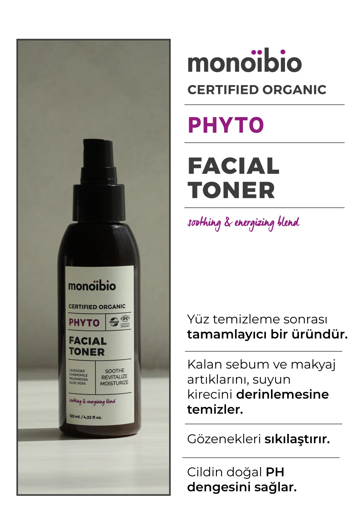 Monoibio Phyto Gözenek Sıkılaştırıcı Organik Yüz Bakım Toniği - Ph Dengeleyici Canlandırıcı Tonik 125 Ml