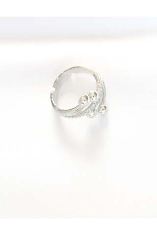 Topçuk Model Zirkon Taşlı Silver Renk Ayarlanabilir Yüzük Diğer