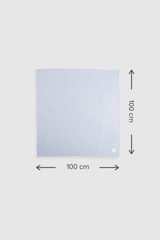 Organik Pamuk Müslin Mavi 3'lü Swaddle Seti 100x100 Cm Mavi