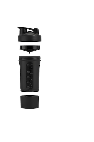 Gym Smart Shaker 550 Ml Ölçekli Ve Sızdırmaz Kapaklı Saklama Hazneli Protein Shaker Siyah