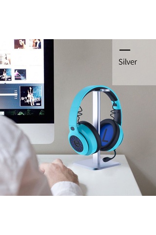 Mufunye Alüminyum Uçaklı Kulaklık Tutucu: Evrensel Uyumlu, Çabuk Montajlı, Taşınabilir Ve Kaymazlı Tasarım - Gümüş