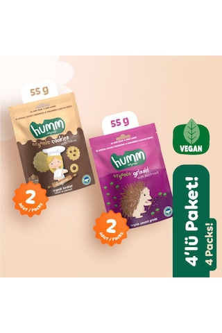 Hummorganic Organik Vegan Tuzlu Grissini & Tatlı Kurabiyeler Atıştırmalık Paketi - 4 adet (2 çeşit)