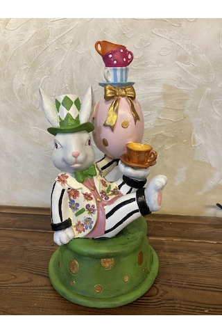 Tavşan Alice Harikalar Diyarında Yumurtalı Obje,biblo